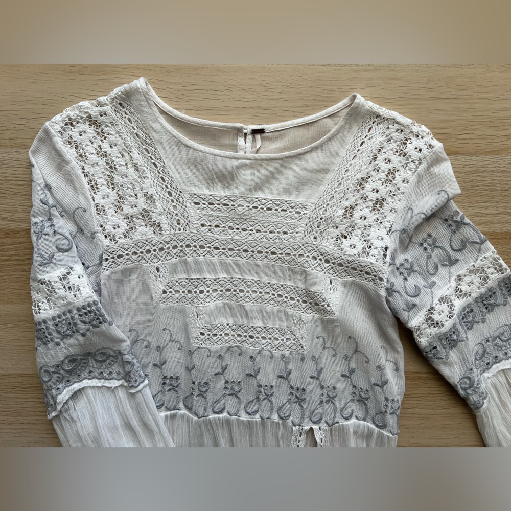 Free People Sweet Sunny Days Lace Midi Tunic Dress L - Picture 11 of 15